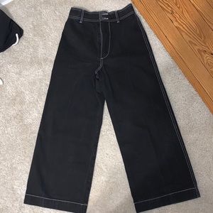 SHANIA MOTE CROPPED WIDE LEG BLACK UTILITY PANTS